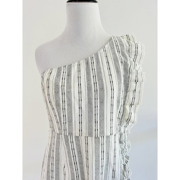 Line and Dot | Womens White One Shoulder Fit & Flare Edna Mini Dress Size Medium - Picture 7 of 13